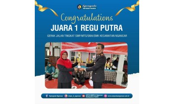 Bangga, SMPN 2 Ngancar Raih 4 Piala Baris Berbaris Peringatan HUT RI Kecamatan Ngancar