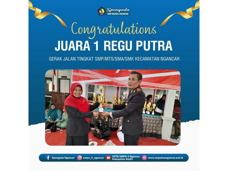 Bangga, SMPN 2 Ngancar Raih 4 Piala Baris Berbaris Peringatan HUT RI Kecamatan Ngancar